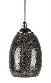 Chloe Melia Transitional Mini Pendant – Gray Hand‑Cut Mosaic Shade