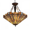Chloe Lighting CH36432MS24-UH3 Saxon Tiffany-Style 3 Light Mission Inverted Ceiling Pendant Fixture 24`` Shade