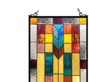 Chloe Lighting CH1P025AM26-GPN Tate Tiffany-Glass Mosaic Design Window Panel 16x26