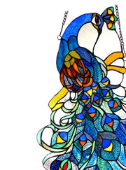 Chloe Lighting CH1P670RP25-GPN Glory Tiffany-Glass Peacock Window Panel 25`` Tall
