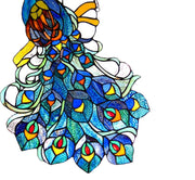 Chloe Lighting CH1P670RP25-GPN Glory Tiffany-Glass Peacock Window Panel 25`` Tall