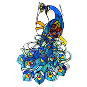 Chloe Lighting CH1P670RP25-GPN Glory Tiffany-Glass Peacock Window Panel 25`` Tall