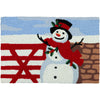 Holiday Doormat – Snowman & Fence Winter Scene Rug for Entryways (20"x30")