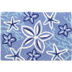 Jellybean Blue Starfish & Coral Doormat – 20"x30" Coastal Accent Mat for Indoor/Outdoor Use, Beach-Inspired & Washable