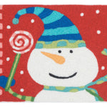 Sweet Holiday Welcome Mat – Snowman and Candy Lollipop Indoor/Outdoor Rug