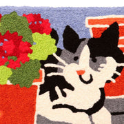 Cute Cat and Flower Doormat – Washable Jellybean Entry Rug