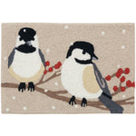 Jellybean Winterberries and Chickadees Doormat 20"x30" – Machine Washable Seasonal Mat for Entryways & Patios