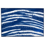 Homefires Amagansette Blues Doormat 20" x 30" – Indoor/Outdoor Entry Mat with Coastal Blue Stripe Design, Durable Polypropylene Flatweave