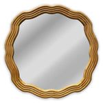 Chloe Lighting Reflection Wood Finish Round Framed Wall Mirror, 33" Width, Decorative Accent for Living Room or Bedroom