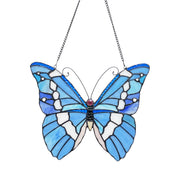Chloe Lighting Silver-Studded Butterfly-Style Stained Glasswindow Panel 14