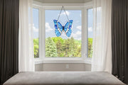 Chloe Lighting Silver-Studded Butterfly-Style Stained Glasswindow Panel 14