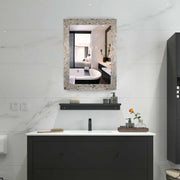 32” Height Coastal Style Wall Mirror with Wood Frame