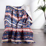 Greenland Home Fashions Marsha Throw Accessory 50x60 Inches Reversible Floral Stripe