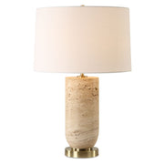 Uttermost 30409-1 Aubrey Travertine Table Lamp with Antique Brass Accents