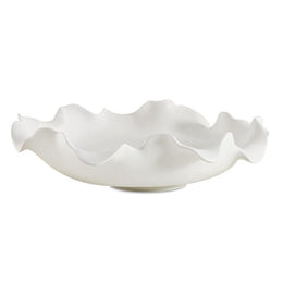 Uttermost Delicate Petal Inspired White Ceramic Design Wave Crest Outdoor Bowl