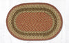 Rustic Oval Jute Rug – Olive, Burgundy & Gray Braided Farmhouse Accent