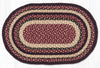 Earth Rugs Oval Braided Jute Rug – Burgundy Black Tan Rustic Farmhouse 20x30