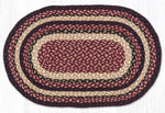 Earth Rugs Oval Braided Jute Rug – Burgundy, Black & Tan Rustic Farmhouse