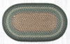 Rustic Green Floor Mat – Oval Braided Jute Rug for Entryway or Kitchen