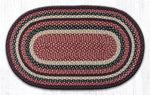 Earth Rugs Oval Braided Jute Rug – Burgundy, Black & Tan Rustic Farmhouse