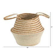 Nearly Natural 0357-S1 14” Natural Jute and Cotton Basket Planter with Handles