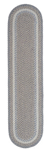 Traditional Oval Braided Rug with Light Blue, Dark Blue, and Mustard Tones – C-79