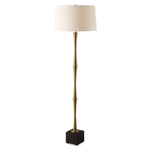 Uttermost 30416 Shino Antique Brass Floor Lamp with Black Travertine Base – 66" Tall
