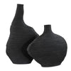 Uttermost Duostacked Black Ceramic Vases with Organic Stacked Rings, Set of 2