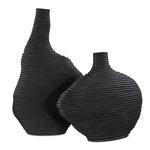 Uttermost Duostacked Black Ceramic Vases with Organic Stacked Rings, Set of 2