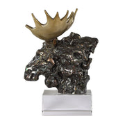 Uttermost 18187 Majestic Moose Bust Bronze Sculpture with Gold Antlers on Crystal Base – 12