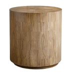 Nevis Wood Cylinder Side Table Natural Mindi Veneer Indoor Accent Table 23.5" H by Uttermost