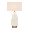 White Ceramic Table Lamp with Palm Leaf Design