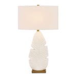 Palm Leaf White Table Lamp – 31.25"H Matte White Ceramic Tropical Indoor Table Lamp by Uttermost