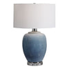 Uttermost Blue Waters Ceramic Table Lamp with Ombre Glaze, Crystal Accents & Drum Shade, 26.5"H
