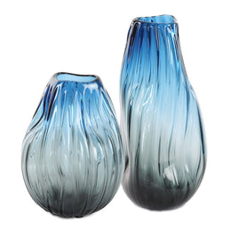 Uttermost 18190 Midnight Horizon Black and Blue Ombre Glass Vases Set of 2