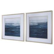 Uttermost 32270 Rising Blue Abstract Framed Prints, Set of 2