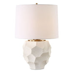 Uttermost 30392-1 On Edge Chalk White Table Lamp with Ribbed Ceramic Base and Antique Brass Accents