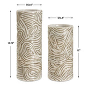Uttermost Timber Swirl Vases Rustic Blend Ceramic with Elegant Swirl Texture, Set of 2