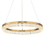 Uttermost Segovia LED Crystal Ring Chandelier – 28″ Warm Brass, Built-In 40W Light, Adjustable Suspension