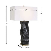 Contemporary Black Table Lamp with Brass Accents