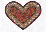 Earth Rugs Burgundy Mustard Heart Braided Jute Rug 20"x30" – Rustic Farmhouse Accent Handcrafted from Natural Fibers