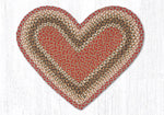 Earth Rugs Olive/ Burgundy/ Gray Heart Braided Jute Rug – Handcrafted Rustic Farmhouse Accent 20" × 30"