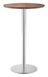 Zuo Modern – Bergen Bar Table, 41.3"H, Walnut Top & Polished Chrome Base, Modern Kitchen & Home Bar Furniture