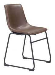 Vintage Espresso Dining Chair Set with Faux Leather Upholstery & Steel Frame