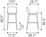 Zuo Modern – Tangiers Set of 2 Bar Stools, 40.2