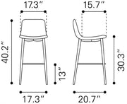Zuo Modern – Tangiers Set of 2 Bar Stools, 40.2
