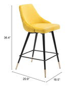 Zuo  – Piccolo Yellow Counter Stool, 36.4