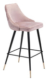 Zuo – Piccolo Barstool 18.5"x20.9"x40.6"H, Pink Upholstered Seat, Powder Coated Steel Frame