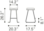 Zuo – Bree Counter Stool Pair, 26.2