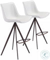 Zuo Modern Aki Barstool Set, 42.7" H, White Faux Leather, Walnut Legs, Kitchen Counter